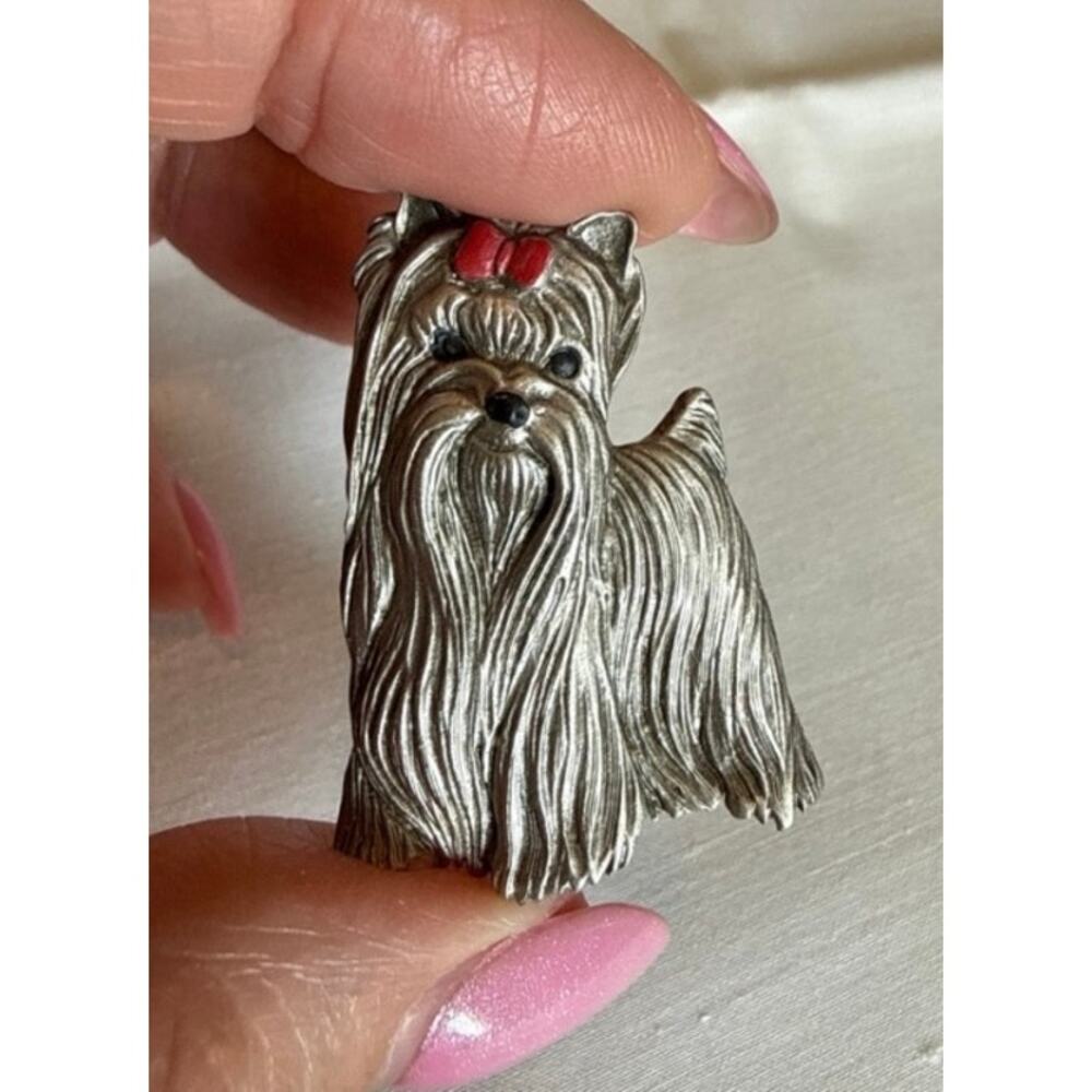J.J. Pewter Dog Brooch – Yorkie Style Pup Pin